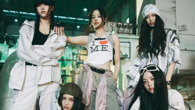 Alle Mitglieder von NewJeans - Shooting für das Album „Supernatural“ 4K Hintergrundbild
