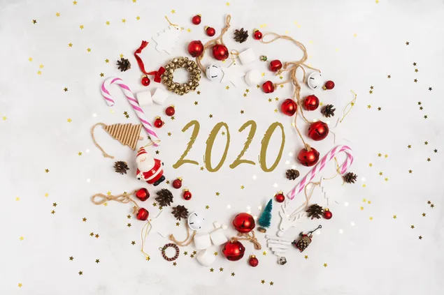 Tahun depan yang indah 2020, hiasan Natal di sekitar 4K wallpaper