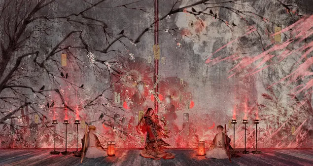 Nezuko Kamado - Tanjiro Kamado - Zenitsu Agatsuma - Dæmondræber 2K baggrundsbillede