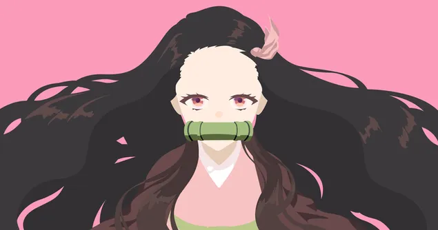 Nezuko with bamboo muzzle minimalist