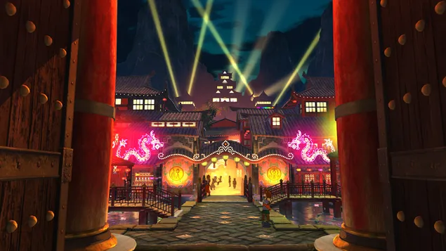 Ni no Kuni II, City at night 4K imagine de fundal