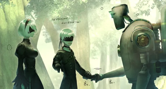 Nier Automata - 2B & 9S 2K kertas dinding