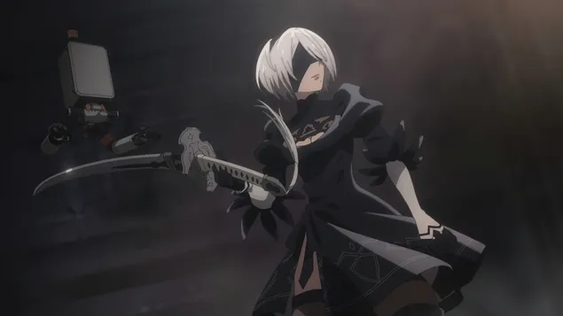 NieR:Automata Ver1.1a (Anime) - Yorha št. 2 Vrsta B 4K ozadje