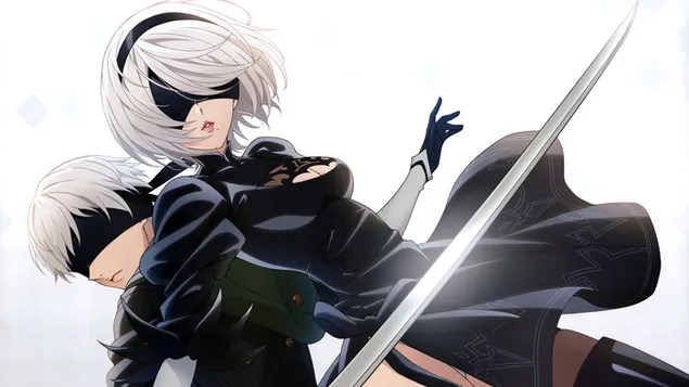 nier:automata ver1.1a anime - yorha no. 9 cineal s & yorha uimh. 2 cineal b ioslodail