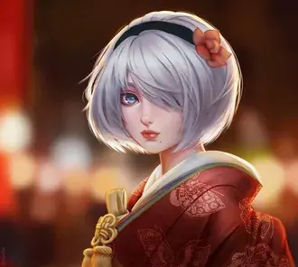 NieR Automata - Yorha № 2 Type B (японское кимоно) 2K обои