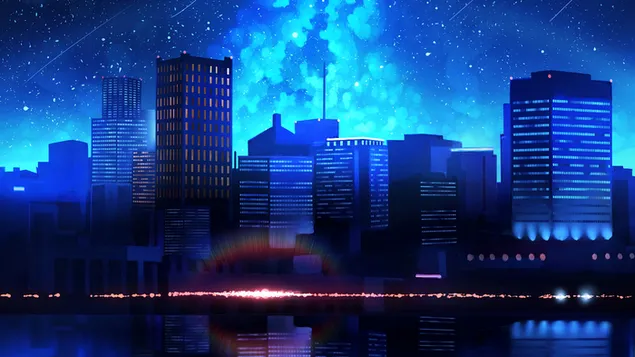 Hình nền Thành phố đêm Minh họa. 4K