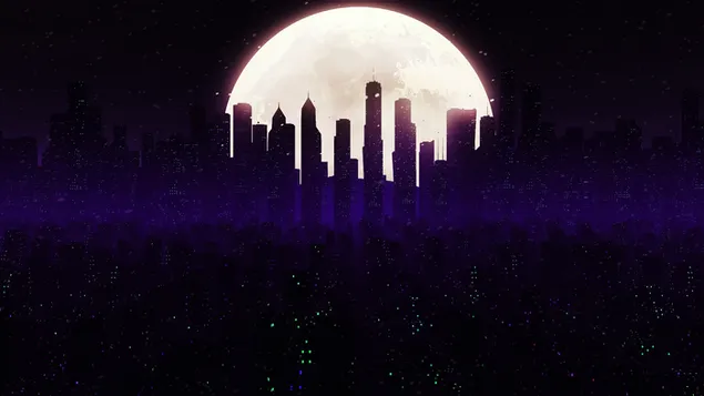 Hình nền Nghệ thuật đêm trăng thành phố 4K