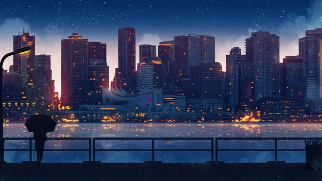 silueta de la ciudad de noche