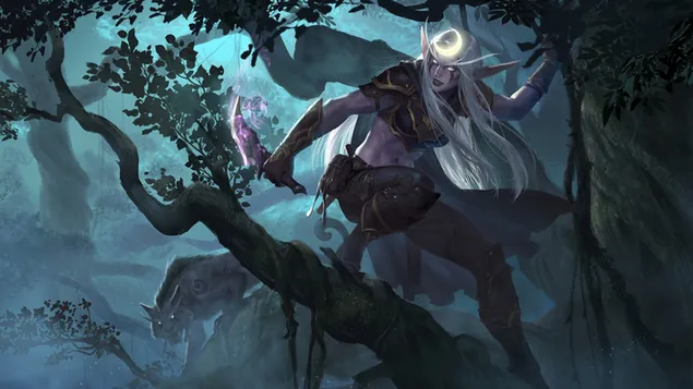 Nachtelf: World of Warcraft (WoW) 4K achtergrond