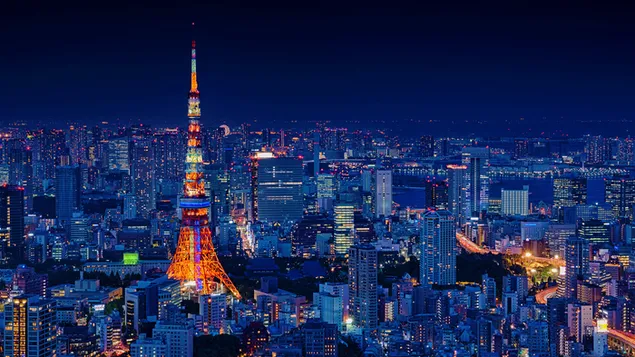 Night illuminated tokyo tower download