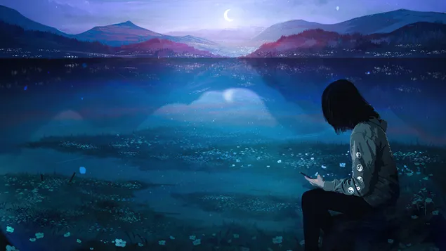 Nakts tumšajos kalnos 4K fona tapete