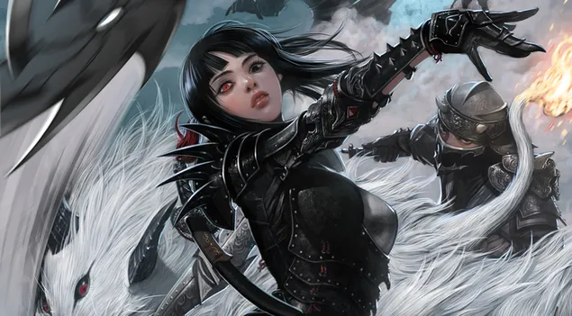 Ninja Warrior Girl Fantasy 4K ozadje