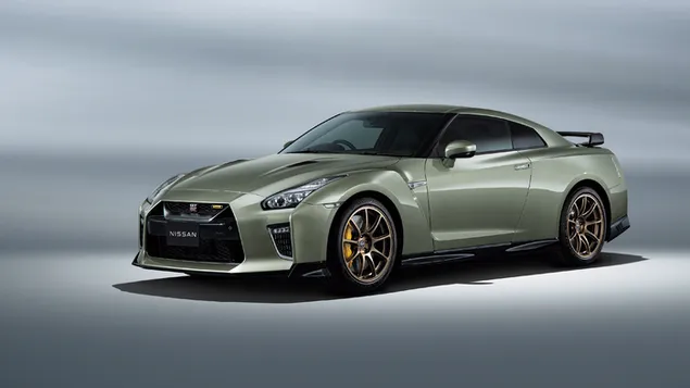 Tapeta Nissan GT-R T-Spec 2022 pohľad spredu a zboku sivá zadná strana 4K
