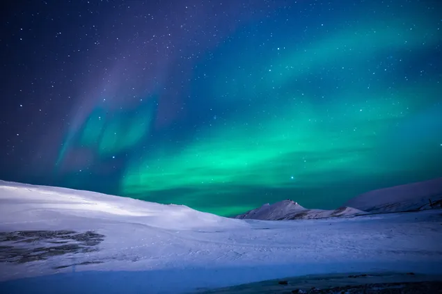 Luces del norte, aurora boreal verde 4K fondo de pantalla