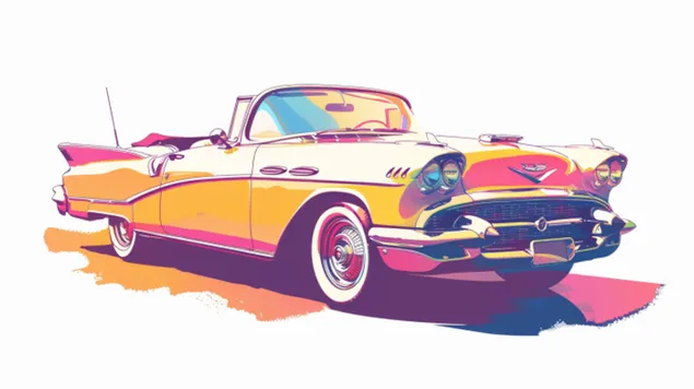 מסע נוסטלגי: מכונית להמרה קלאסית בגווני פסטל 8K טפט