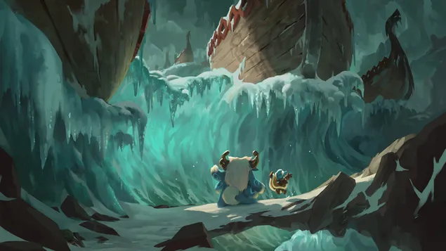 努努和威朗普在英雄聯盟中水上行走 4K 壁紙