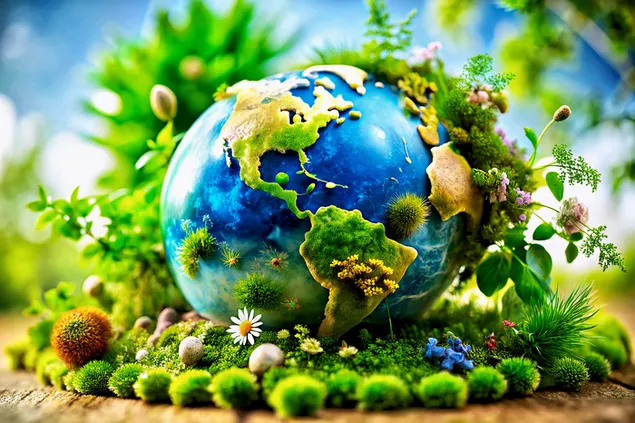 Шпалери Плекання нашої планети – символу зеленого майбутнього Землі та природної краси 4K