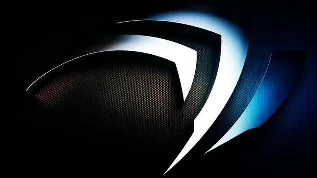 Wallpaper logo Nvidia, teknologi, biru, close-up, modern, pola, Wallpaper HD unduhan