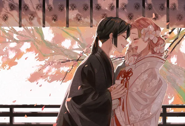 Tapeta Obanai Iguro & Mitsuri Kanroji - Demon Slayer: Kimetsu no Yaiba 2K