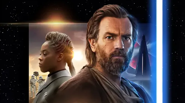 Obi-Wan Kenobi - Owen Lars (Joel Edgerton) & Reva Sevander (Moses Ingram) Plakatkunst 4K Hintergrundbild