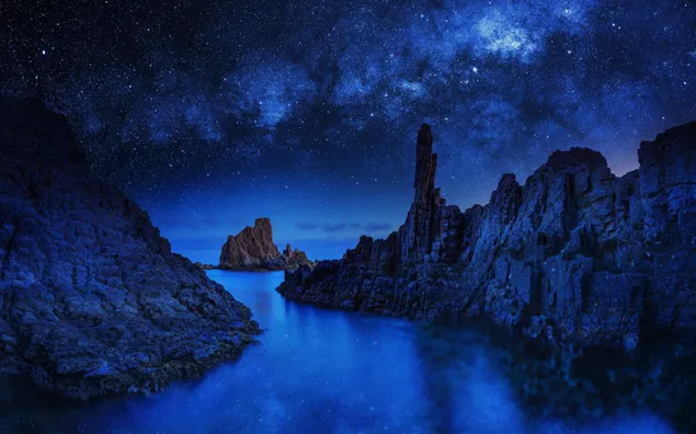 Ocean Rocks on Starry Night