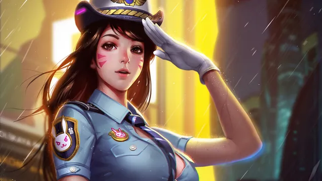 Officer D.Va (Fantasy Art) - Overwatch (Video Game) 4K wallpaper