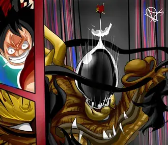 One Piece - Luffy Elephant Gun Vs Kaido Dragon Mode 4K papel de parede