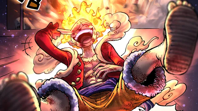 One Piece: Luffy Gear 5 Awakening Sun God Nika 4K fondo de pantalla