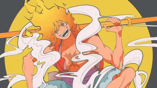 One Piece - Luffy Gear 5 Awakening Sun God Nika 4K fondo de pantalla
