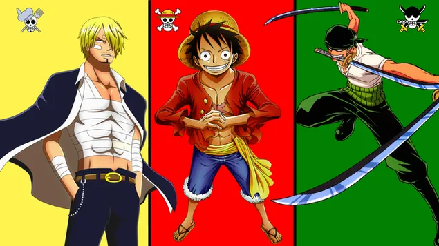 One Piece Ruffy Sanji Shounen Trio HD Hintergrundbild