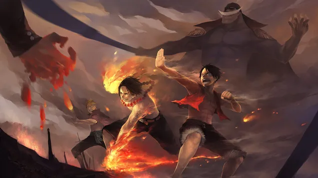 One Piece - Marco The Phoenix,Portgas D. Ace,Monkey D. Luffy & Edward Newgate (Shirohige) 4K wallpaper