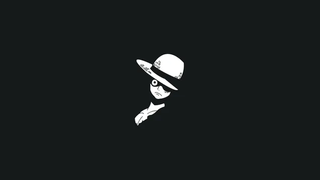 One Piece Monkey D. Ruffy schwarz und weiß 4K Hintergrundbild