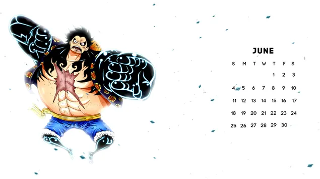 Hình nền One Piece - Monkey D. Luffy Gear 4 Boundman, Lịch Anime tháng 6 năm 2023 4K