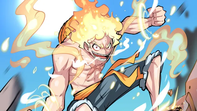 Hình nền One Piece: Monkey D Luffy Gear 5 Sun God Nika 4K