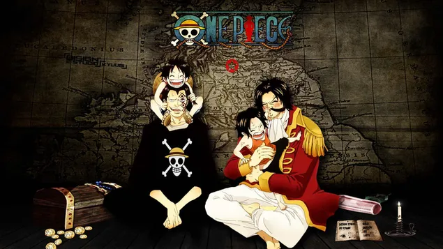 One Piece - Monkey D. Luffy, Monkey D. Dragon, Portgas D. Ace, Gol D. Roger HD bakgrunn