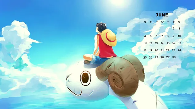 ワンピース 空の怪物に乗るモンキー・D・ルフィ 2023年6月アニメカレンダー 4K 壁紙