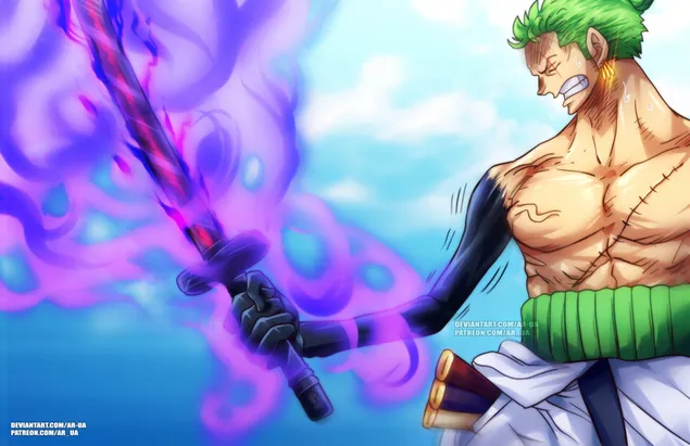 One Piece - Roronoa Zoro Haki Diserap oleh Pedang Enma 2K wallpaper