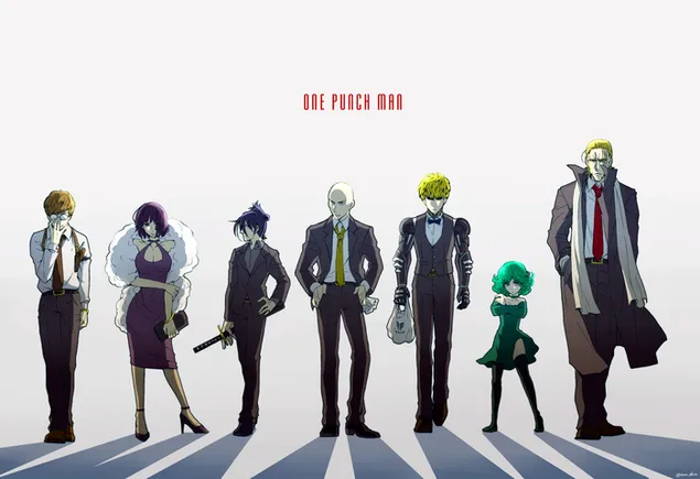 one punch man - genos,saitama,tatsumaki,king,sonic,fubuki,mumen rider lepse