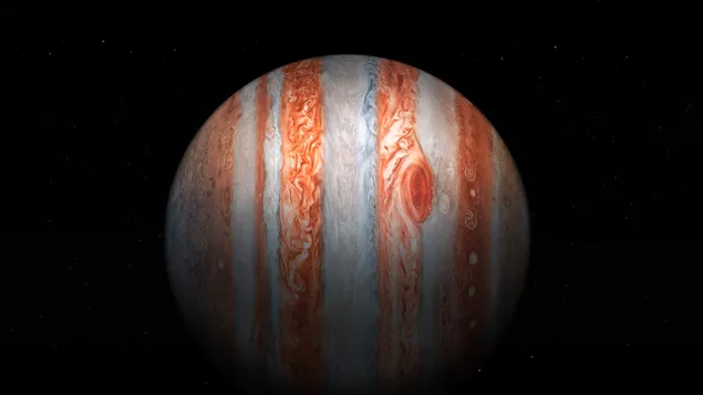 オレンジとグレーの縞模様の惑星、木星 2K 壁紙