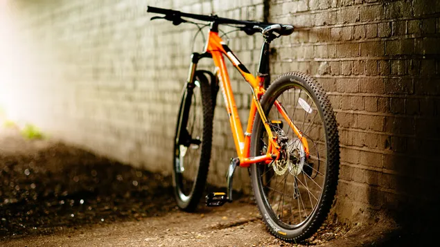 Bicicleta taronja baixada