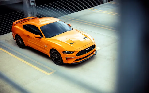 Orange Ford Mustang GT Smokes 4K wallpaper download