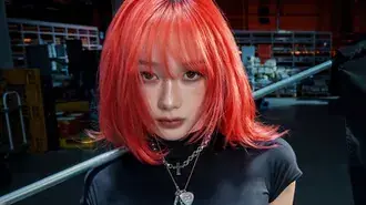 orange-haired 'giselle' from aespa | 'dirty work' mv shoot download