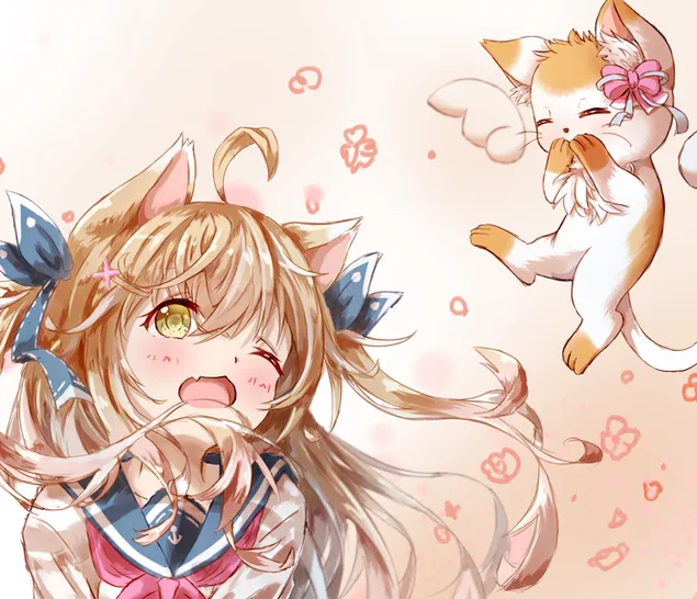 Original - Chat & Catgirl 6K fond d'écran