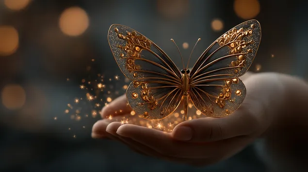 koristeellinen perhonen, jonka kruunu lepaa avoimilla kasilla lataa