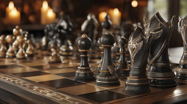 jeu d'echecs orne sur un plateau de jeu poli telechargement