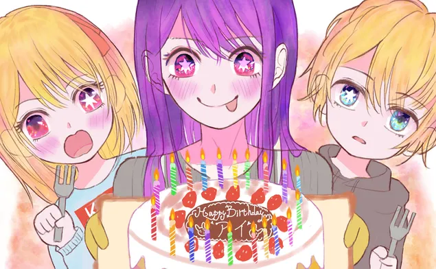 Personaje femenino de la serie de anime Oshi no Ko (Aquamarine Hoshino, Ruby Hoshino, Ai Hoshino) 2K fondo de pantalla