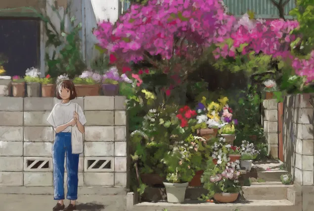 Внешний цветочный сад 2K обои