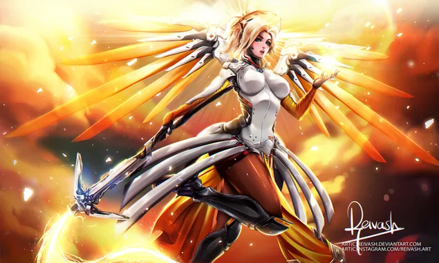 Ταπετσαρία Overwatch (Angela Ziegler ως Angel Mercy) 2K