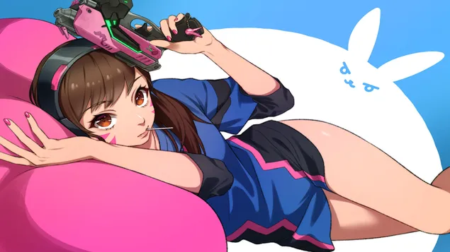 Overwatch (Anime D.Va) 4K ekrano užsklanda
