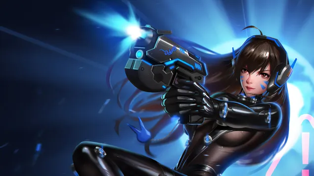 „Overwatch“ („Black Shooter D.Va“) 2K ekrano užsklanda